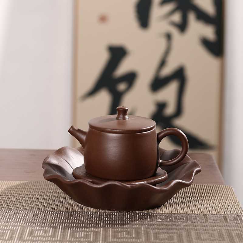 潮州紫泥手拉壶井口汉瓦壶小容量功夫小茶壶中式全手工复古茶壶