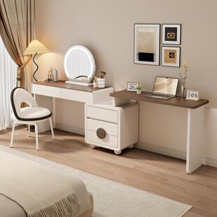 梳妆台书桌一体二合一2025新款卧室现代简约实木化妆桌床尾轻奢