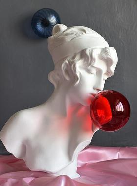 吹红泡泡女孩雕像人物雕塑轻奢艺术创意客厅样板间玄关装饰品摆件