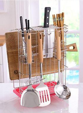 不锈钢刀架厨房用品壁挂式筷子存储架砧板架厨刀架桌面存储架
