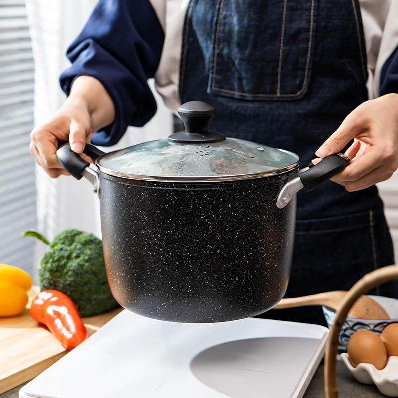 麦饭石大容量双耳不粘加深汤锅 家用煲汤锅不挑炉灶