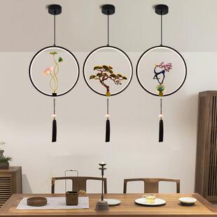 新中式禅意灯茶室佛堂吊灯莲花灯中国风创意卧室书房灯客厅走道灯