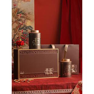 春节茶叶罐铁罐套装空盒半斤装红茶乌龙茶铁盒包装盒空礼盒可定制