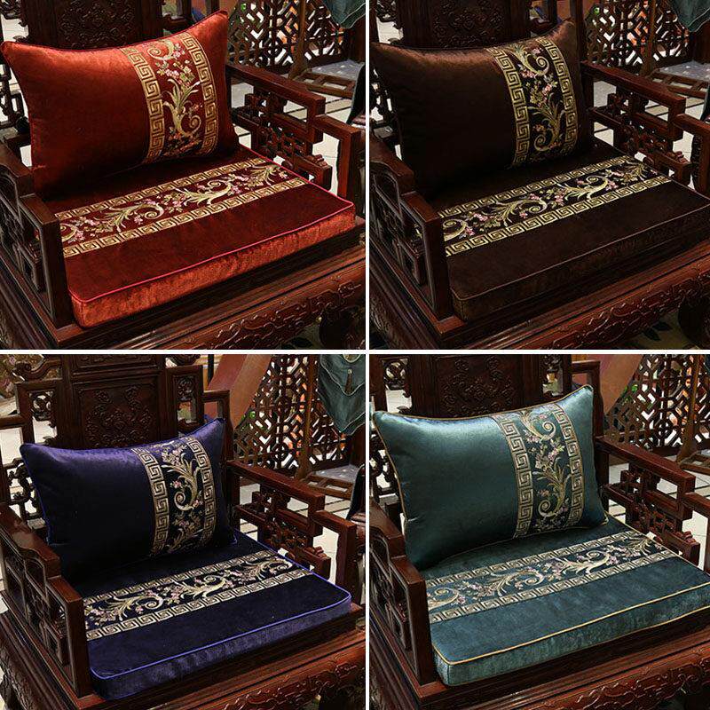 新古典中式毛绒红木实木家具沙发坐垫冬季椅垫罗汉床客厅海绵定做