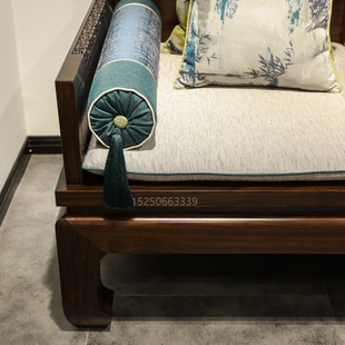 新中式罗汉床全实木抽拉双人位罗汉沙发茶室客厅禅意推拉家具定制