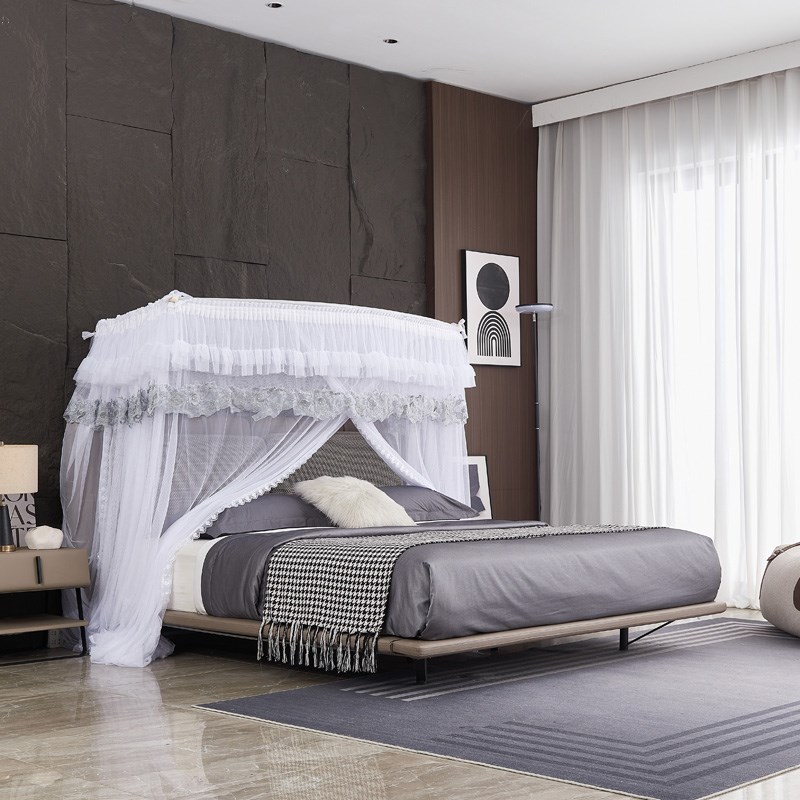 【新品】新型免打孔升降可折叠伸缩三开门公主宫廷蚊帐家用