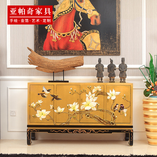 中式 玄关柜隔断柜屏风柜 餐边柜彩绘家具门厅柜过道入户鞋 柜新中式