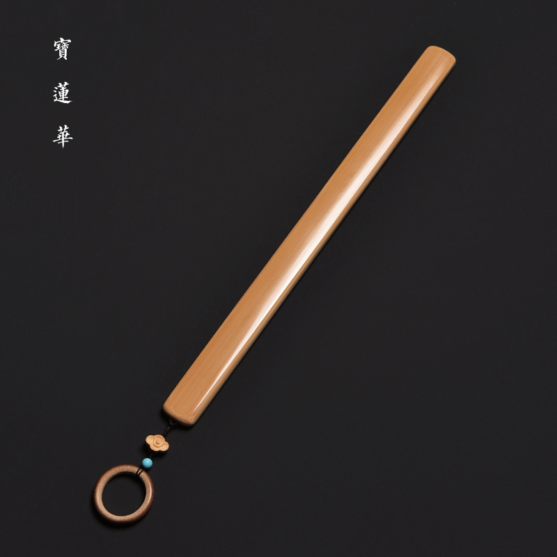 圆润边手工特精磨素面玉竹戒尺 竹教鞭手把件 文房清供竹茶玩摆件