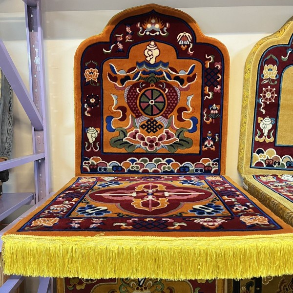 羊毛法座 藏式藏式法座地毯 垫带靠背打坐垫拜垫供养上师法座垫