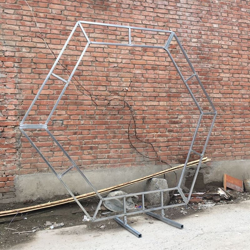 婚庆道具铁艺圆环几何六边形拱门花架子婚礼花环吊顶舞台背景布置