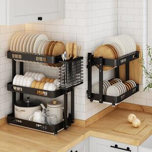免安装碗架可折叠厨房置物架放晾碗碟筷收纳盒免打孔壁挂式沥水架