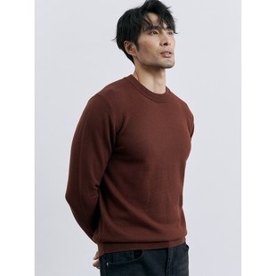 罗纹圆领毛衣男套头针织衫 秋冬BI备打底衫 甄选高级感精纺纯羊毛衫