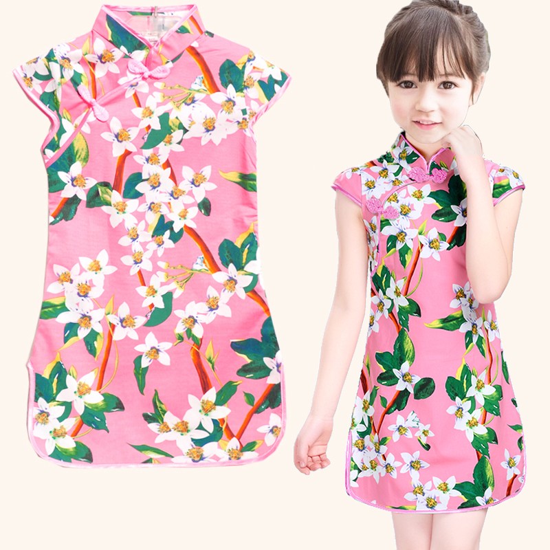 青花瓷连衣裙女童夏装儿童中式旗袍大小孩纯棉裙子复古中国风宝宝