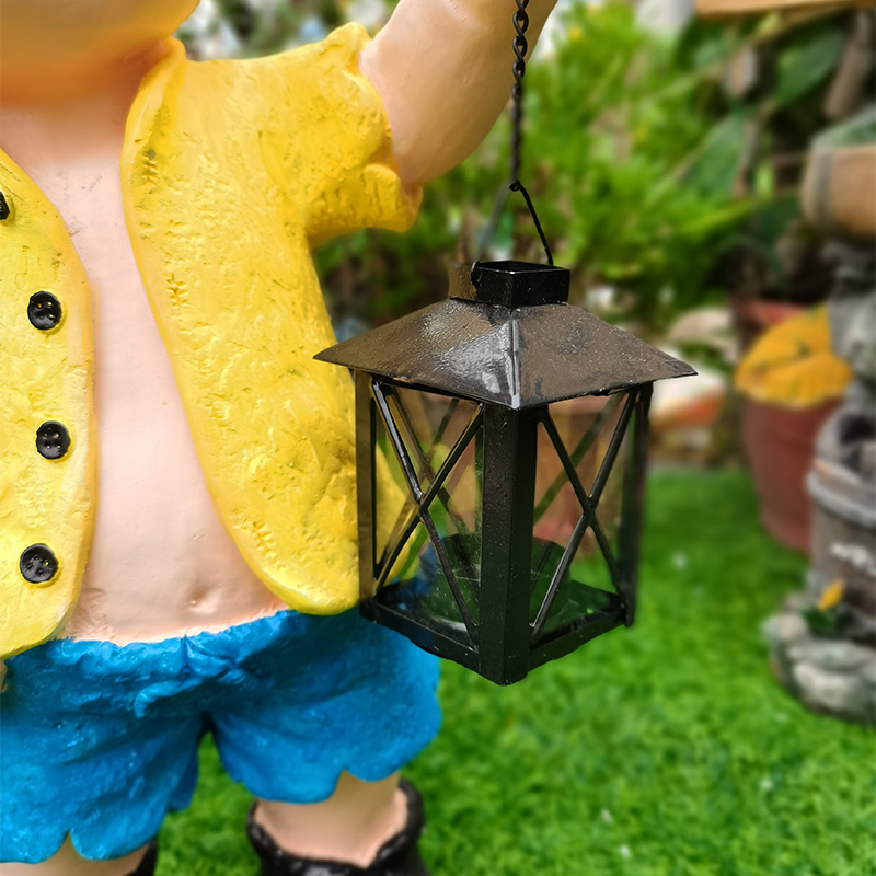 入户小花园装饰摆件造景庭院手提烛台户外可爱小男孩女孩人物摆设