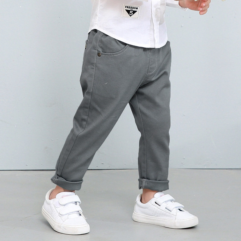 男童裤子秋裤儿童休闲裤白色2023年新款宝宝纯棉加绒黑色长裤弹力