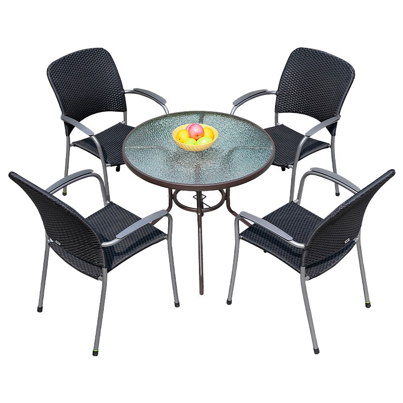 户外庭院桌椅露台室外编藤铁艺奶茶餐椅简约北欧家用休闲阳台桌椅