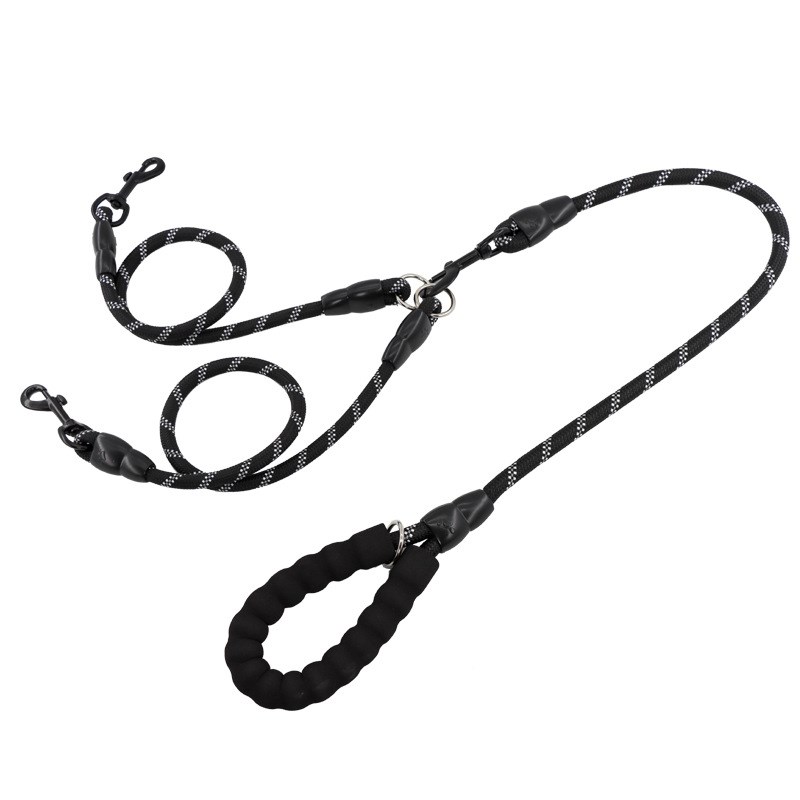 不勒手仿缠绕宠物狗狗牵引绳反光一拖二双头三头多头小中大型犬狗