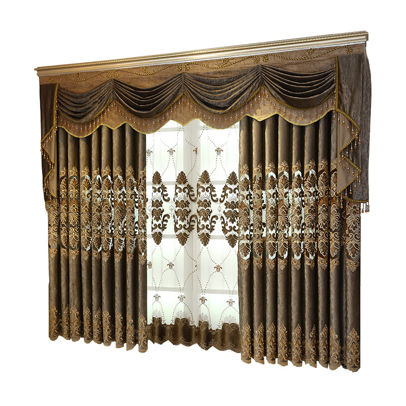 奢华2022新款别墅欧式镂空窗帘客厅成品高档大气轻奢卧室客厅落地