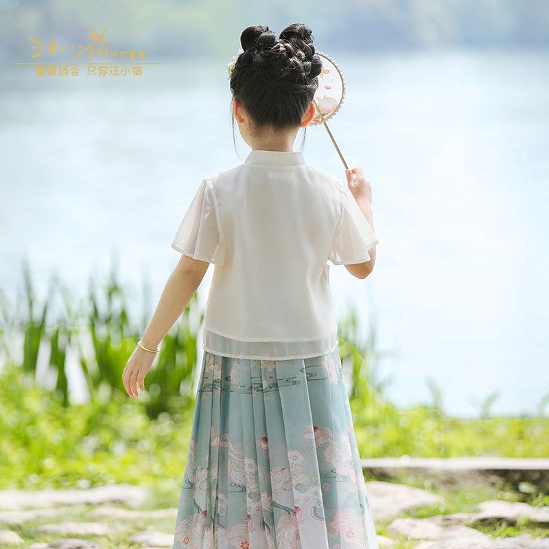 汪小荷女童汉服2024新款夏季马面裙改良款中国风汉服新中式套装