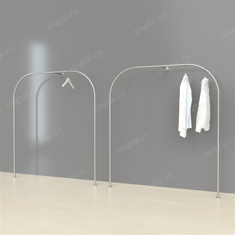 服装店靠墙架不锈钢壁挂式挂衣杆上墙侧挂架衣服落地架圆管展示架