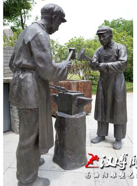 民俗文化小品传统手工艺打铁匠冶铁雕塑玻璃钢铸铜人物雕像订制做