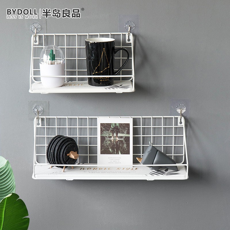硅藻泥免打孔挂墙上置物架墙壁床头隔板墙面装饰宿舍神器收纳架