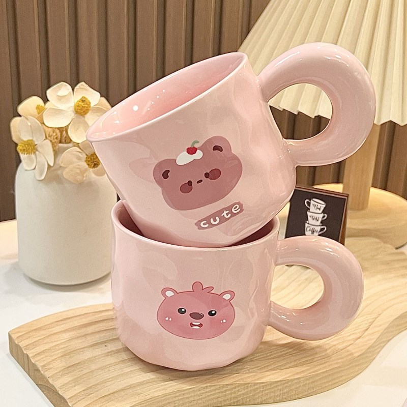 少女心小海狸克杯可爱卡通家用带盖水杯送姐妹闺蜜生日礼物有意义