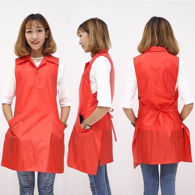 理发师工作服女防头发专用理发店美发师围裙时尚发廊长袖长款个性