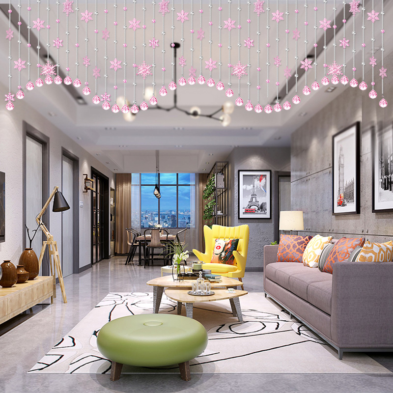 水晶珠帘门帘装饰雪花过道客厅卧室卫生间珠链成品隔断帘免打孔