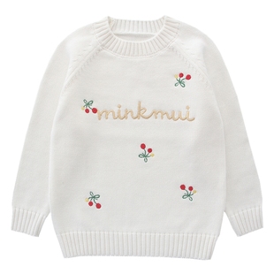 女童毛衣纯棉针织线衫2023春装新款儿童套头打底衫中大童女孩上衣