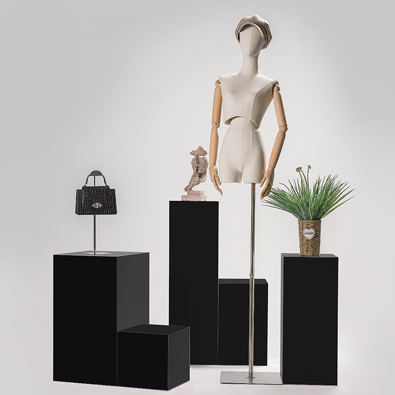 雨嘉服装店模特鞋包橱窗展示台陈列道具中岛架流水台黑色站台地台