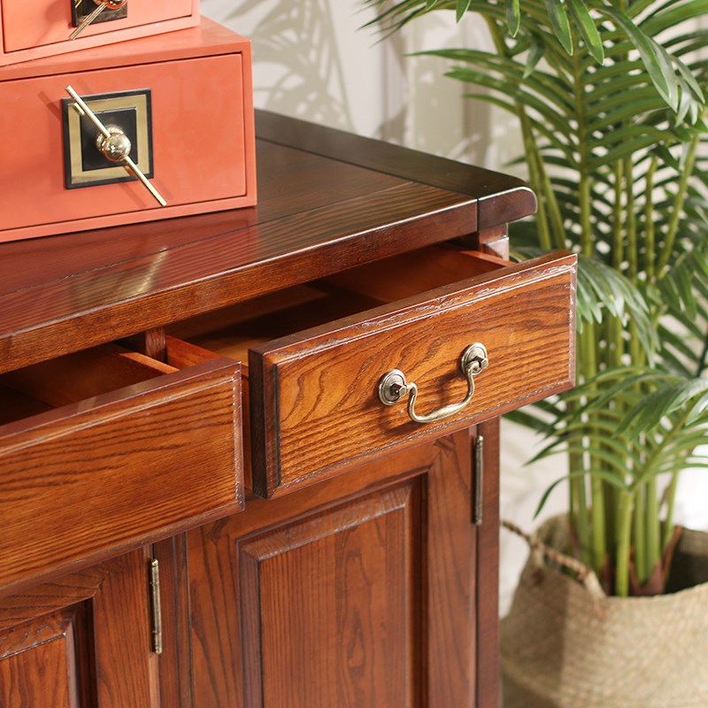 印象北美全实木餐边柜橱柜简约美式酒柜白蜡木储物柜子餐厅边柜