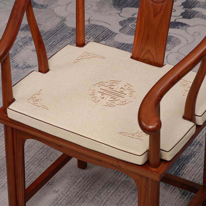 新中式坐垫红木椅子沙发太师圈椅官帽茶椅家用防滑乳胶棕垫?椅垫