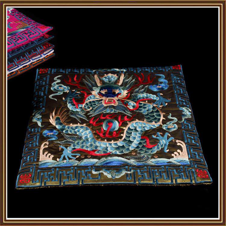 中式红木实木沙发椅垫 圈椅垫古典贵州刺绣龙图高档海绵椅子坐垫