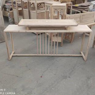 新中式原木桌子靠墙老榆木白茬简约供桌条案白胚白坯玄关柜端景台