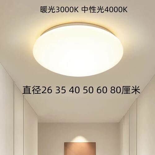 单色3000K暖光4000K中性光白光LED吸顶灯护眼节能家用客厅卧室灯