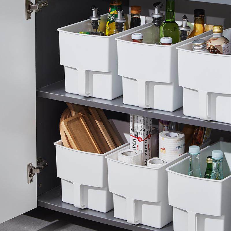 日式橱柜收纳盒带手柄抽屉整理盒大容量收纳筐厨房调料杂物整理箱