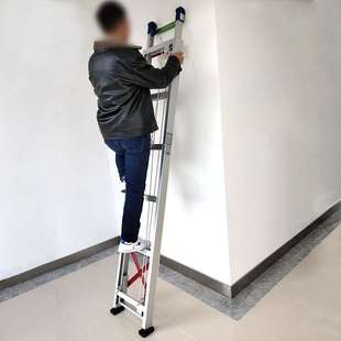 登月铝合金伸缩直梯子工程户外单梯折叠抽拉爬梯室外升降8米楼梯