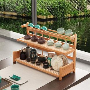 0桌面茶杯架小型实木博古架桌上茶具置物架中式茶壶摆放收纳展示