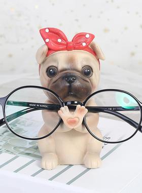 创意多功能眼镜收纳家居办公室桌面装饰品卡通动物树脂眼镜架摆件
