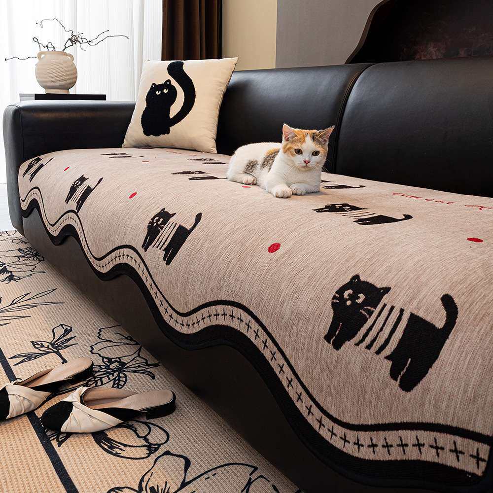 卡通异形沙发垫四季通用2025新款固定防滑坐垫防猫抓直排沙发盖布