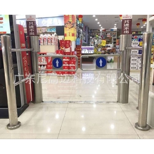 无锡超市单向出入口禁行器自动红外感应圆柱式摆闸手动立柱导向门