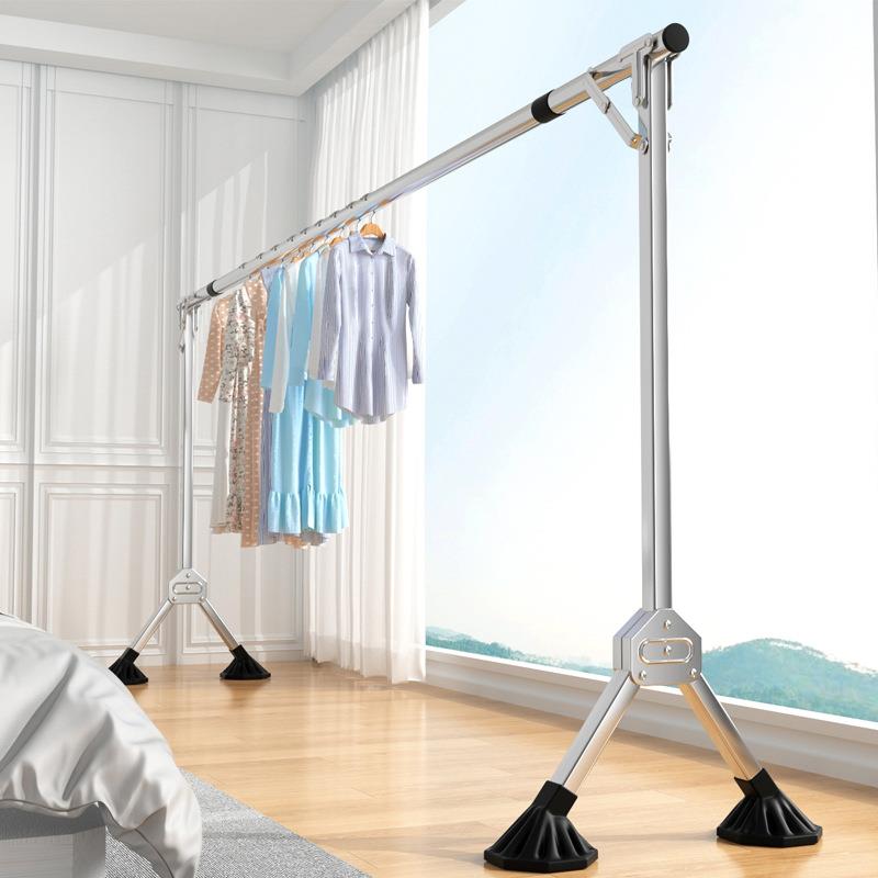 简易晾衣架落地折叠家用阳台婴儿晒衣架不锈钢宿舍卧室凉衣杆子