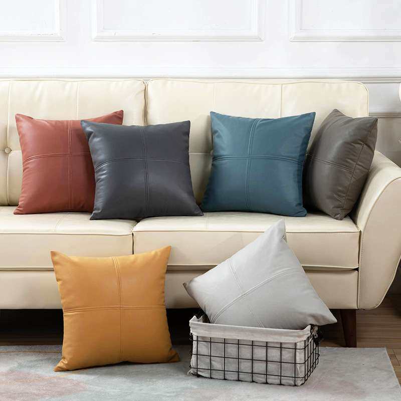 胜都科技布抱枕沙发客厅免洗高档纯色拼接床头靠垫轻奢皮靠枕靠背