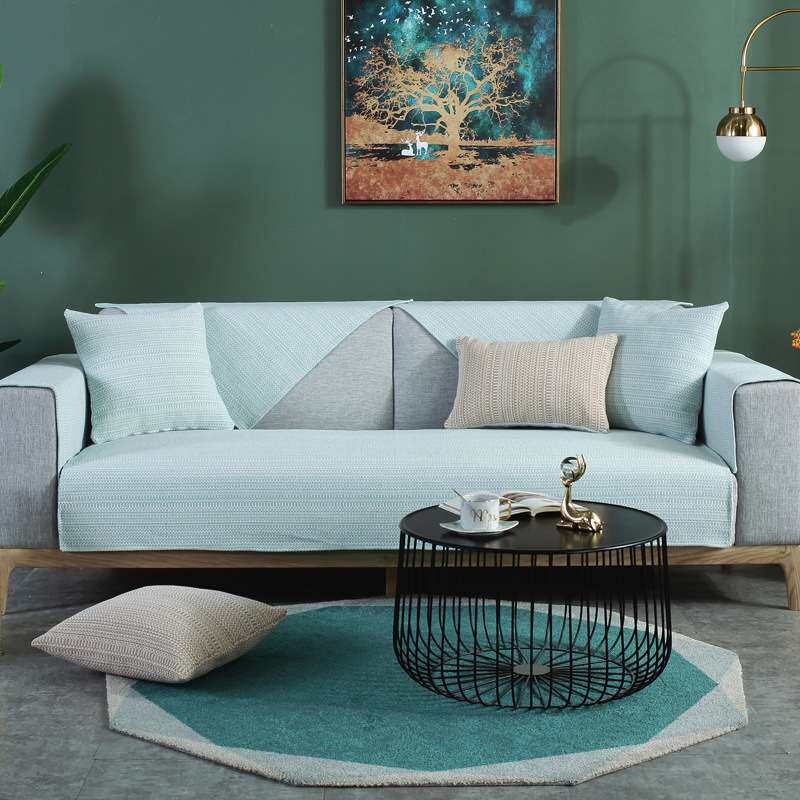 素色棉麻沙发垫新中式耐脏编织防滑纯色高级感四季通用沙发盖布巾