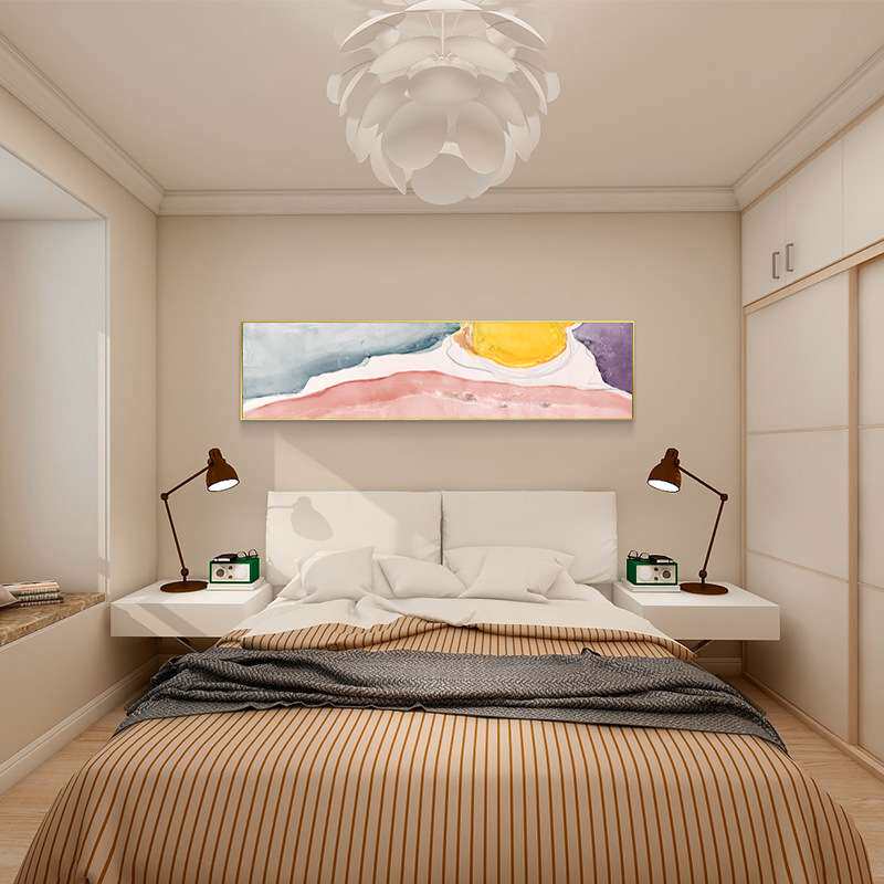 主卧床头挂画卧室装饰画温馨房间油画现代简约客厅背景墙轻奢壁画