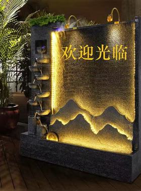假山流水喷泉水幕墙流水墙屏风摆件造景观循环水公司庭院水景鱼池