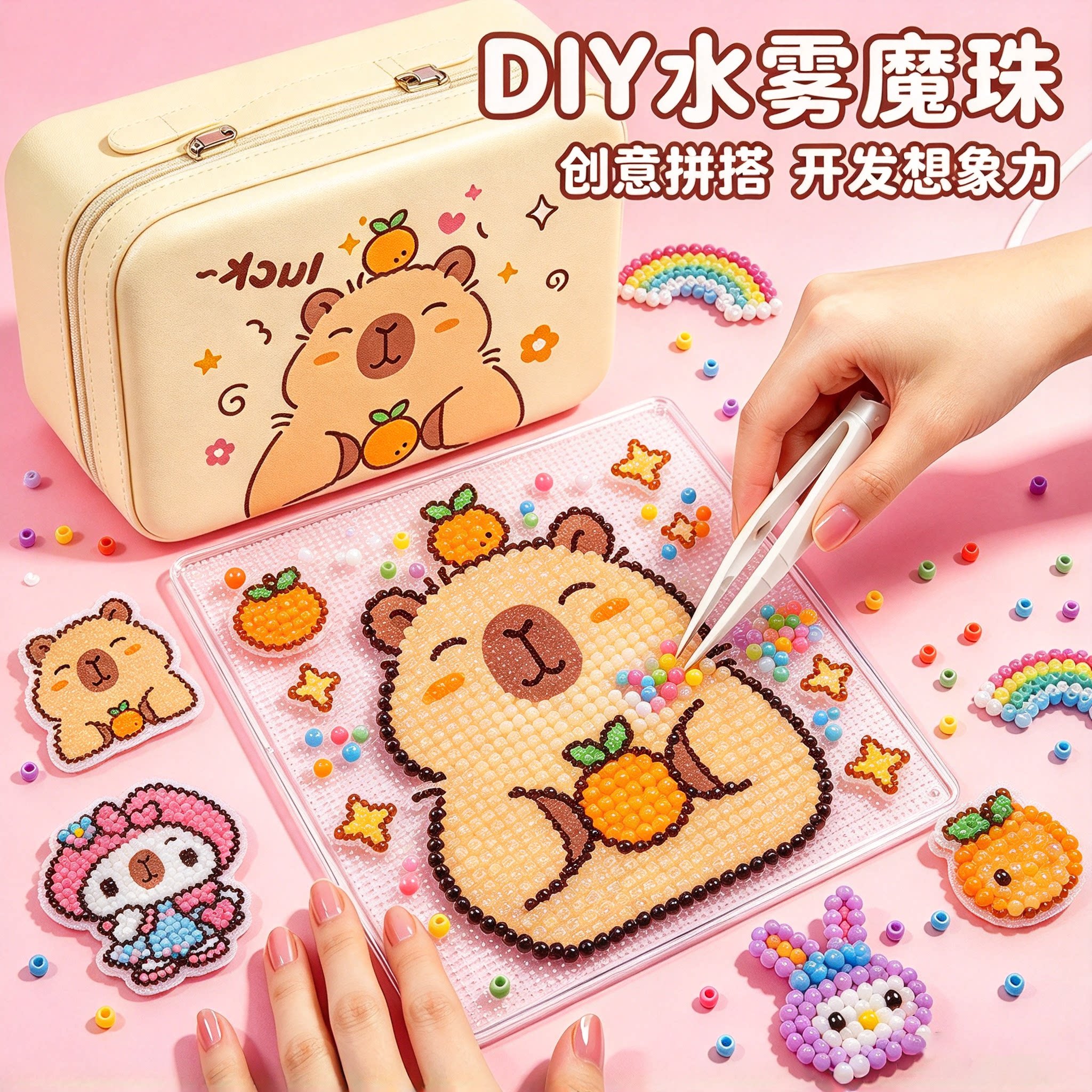 水雾魔珠生日礼物创意DIY材料全套工具拼豆儿童男女手工益智玩具