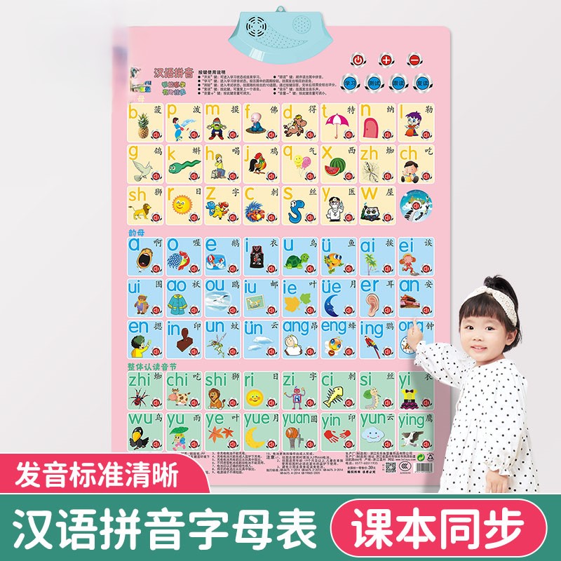 【老师推荐】完整版挂图拼音26个字母读法表声母韵母拼读训练神器