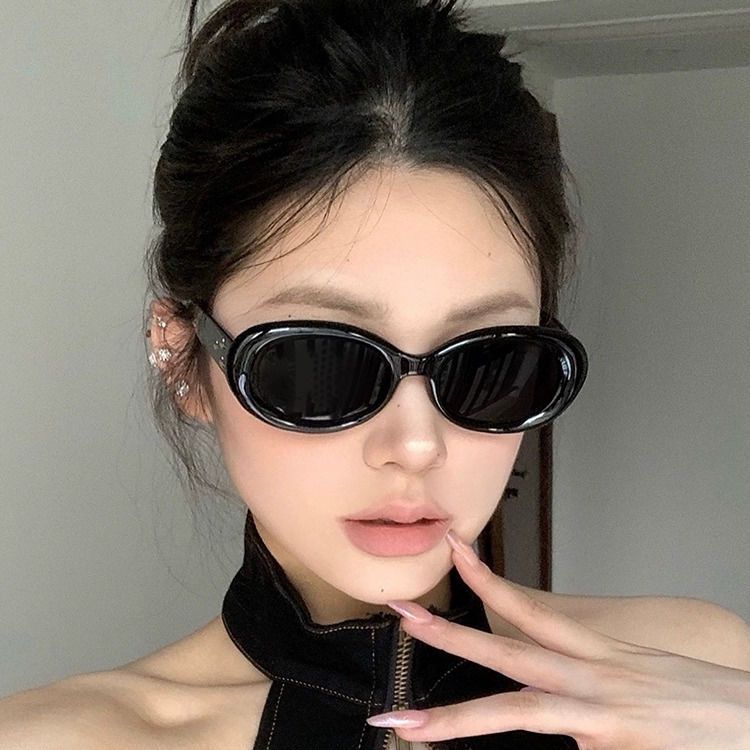 复古gm椭圆形小框墨镜女款欧美高级感网红太阳镜2023新款女凹造型